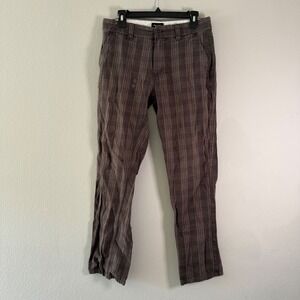 Brixton Capitol Standard Fit Brown Plaid Chino Pants Mens 31 Skater Grunge